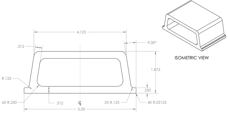 DR-102 inflatable seal profile engineering drawing