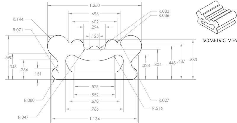 DR-103 inflatable seal profile engineering drawing