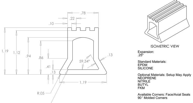 DR-112 inflatable seal profile engineering drawing