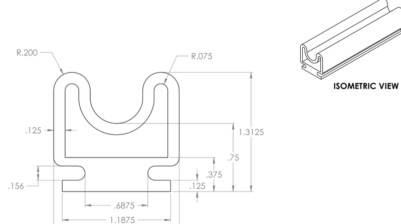 DR-115 inflatable seal profile engineering drawing