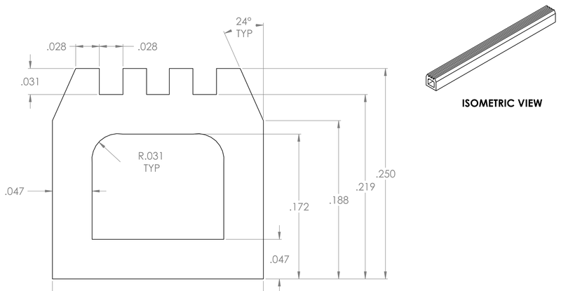 DR-116 inflatable seal profile engineering drawing