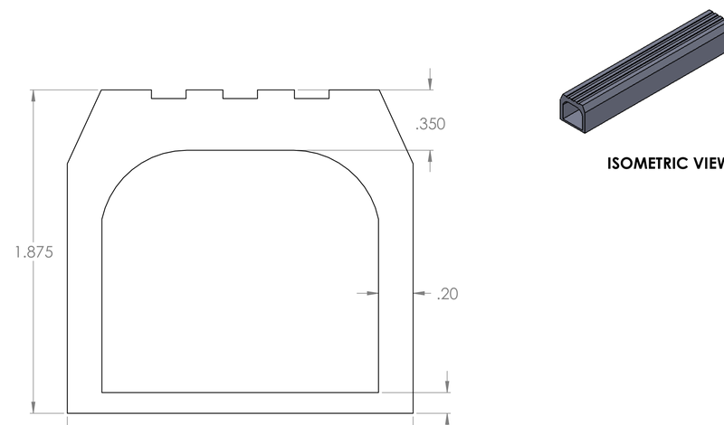 DR-119 inflatable seal profile engineering drawing