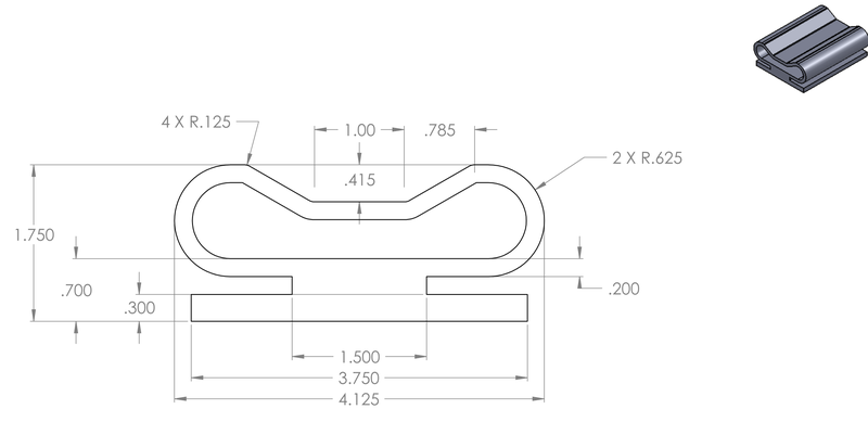 DR-127 inflatable seal profile engineering drawing