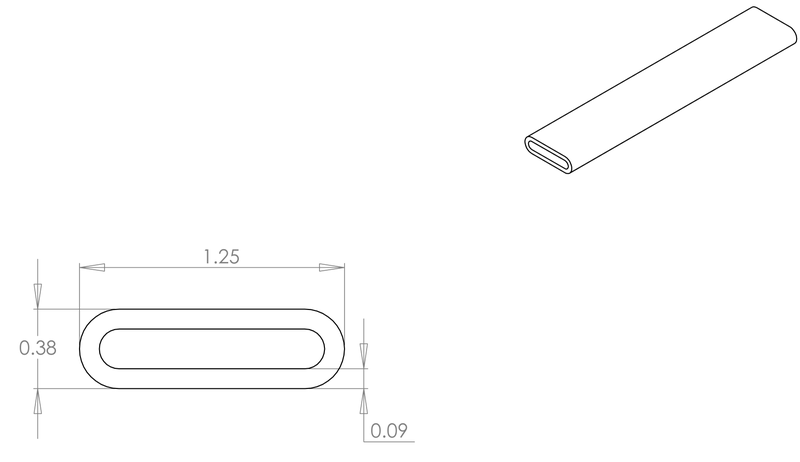 DR-12 inflatable seal profile engineering drawing