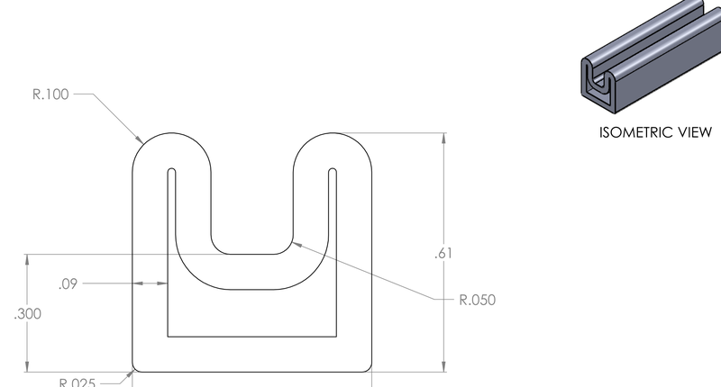 DR-133 inflatable seal profile engineering drawing