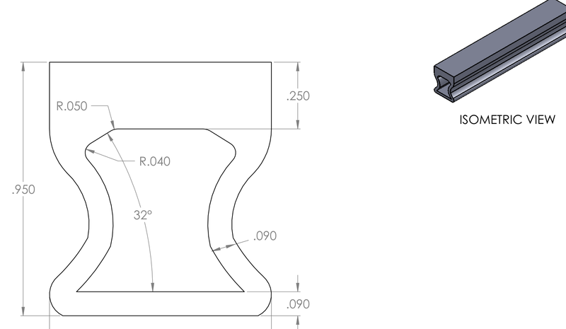 DR-134 inflatable seal profile engineering drawing
