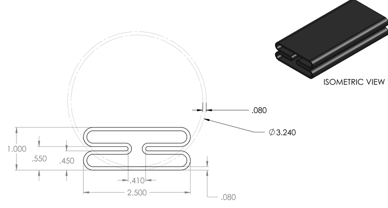 DR-139 inflatable seal profile engineering drawing