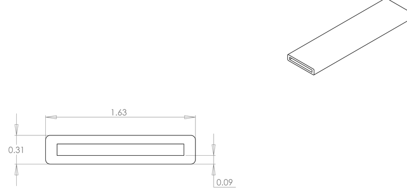 DR-16 inflatable seal profile engineering drawing