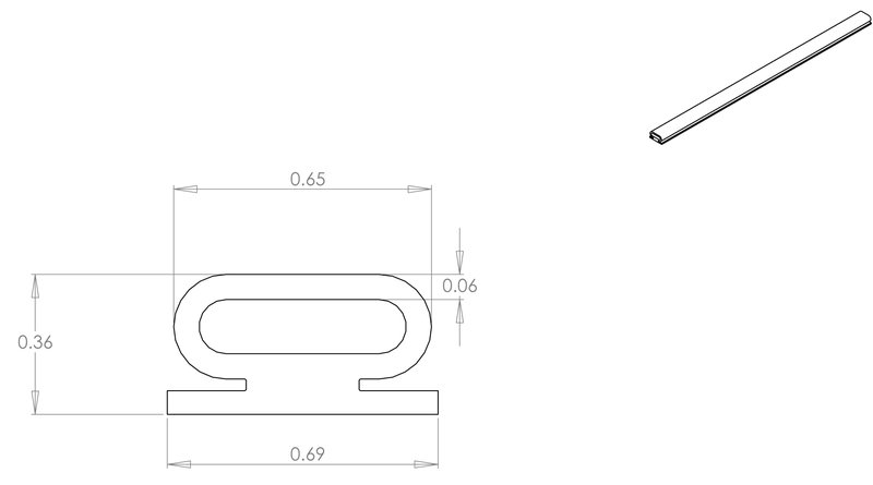 DR-1 inflatable seal profile engineering drawing