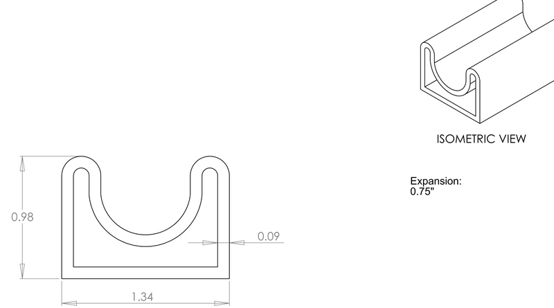 DR-22 inflatable seal profile engineering drawing