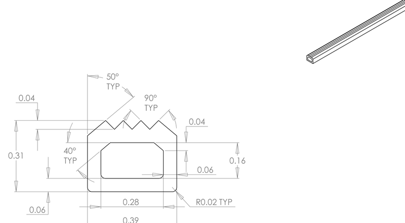 DR-25 inflatable seal profile engineering drawing
