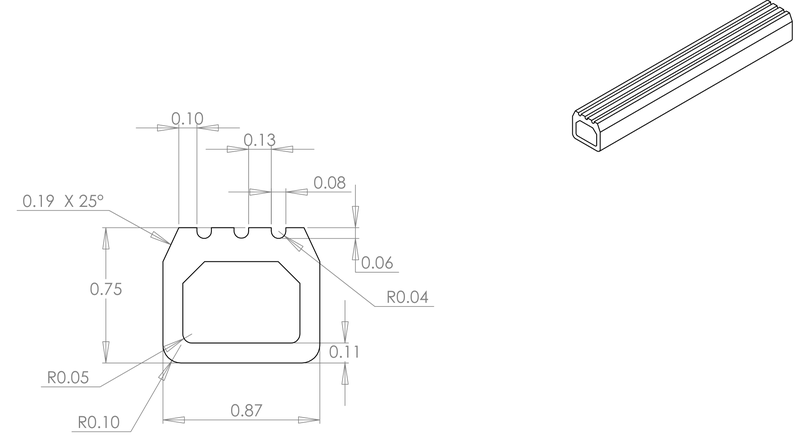 DR-33 inflatable seal profile engineering drawing