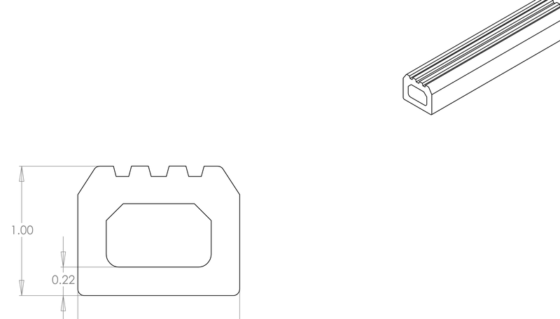 DR-34 inflatable seal profile engineering drawing