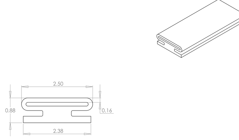 DR-3A inflatable seal profile engineering drawing