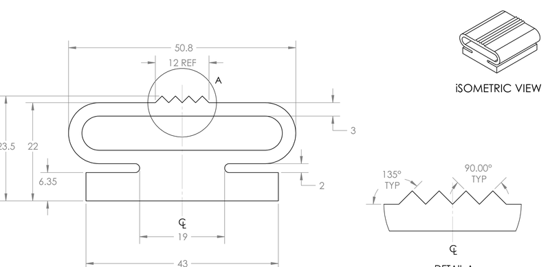 DR-3L inflatable seal profile engineering drawing