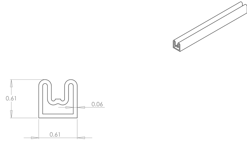 DR-44 inflatable seal profile engineering drawing