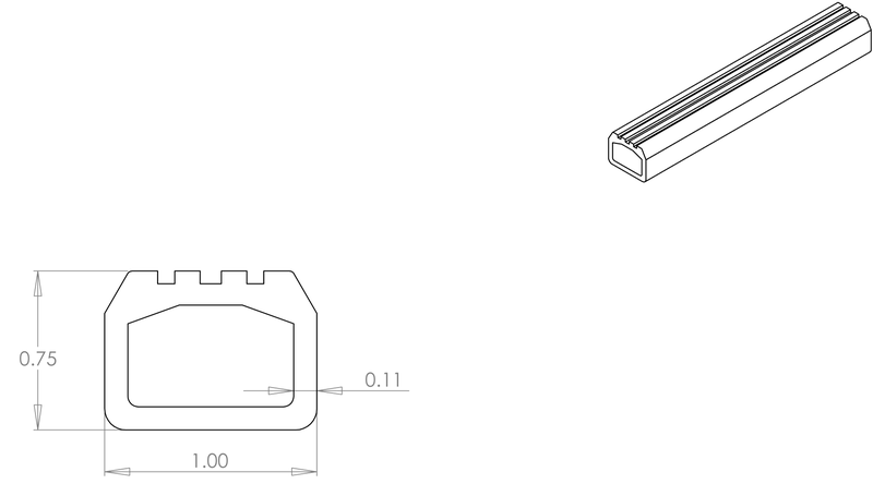 DR-50 inflatable seal profile engineering drawing