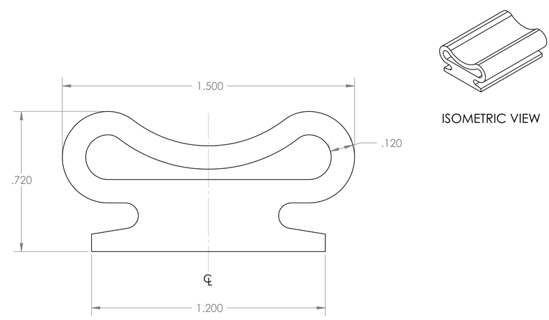 DR-53 inflatable seal profile engineering drawing