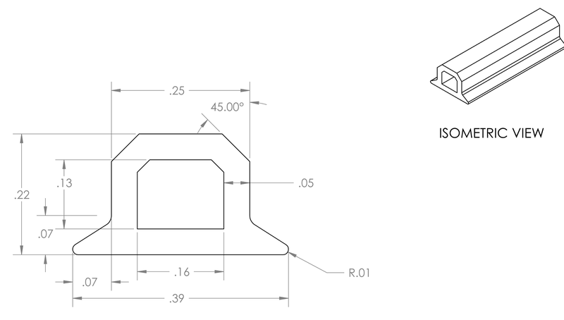 DR-56 inflatable seal profile engineering drawing