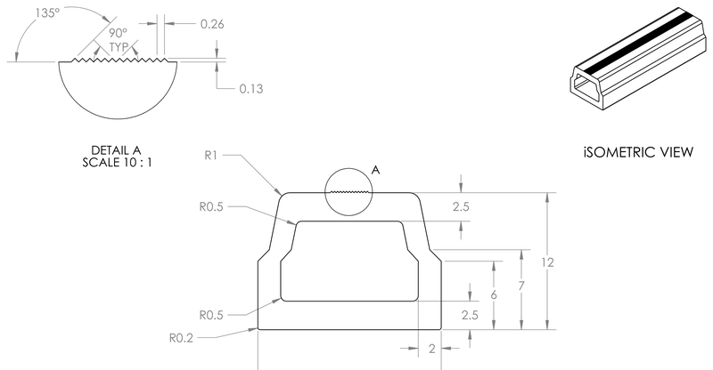 DR-57 inflatable seal profile engineering drawing