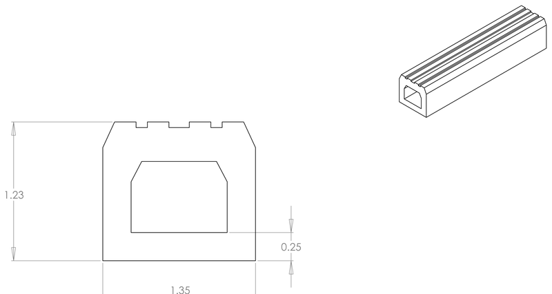 DR-60 inflatable seal profile engineering drawing