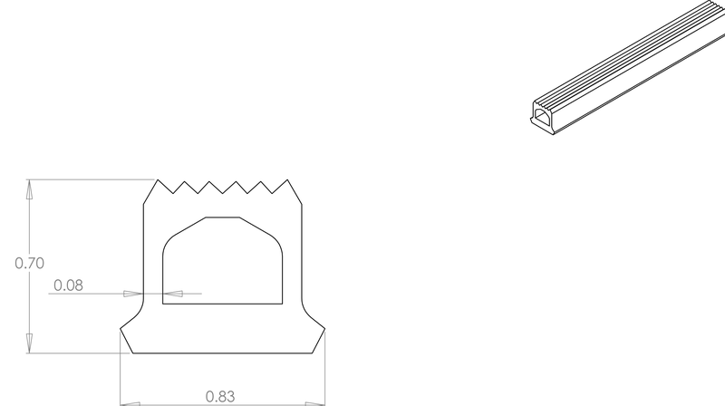 DR-61 inflatable seal profile engineering drawing