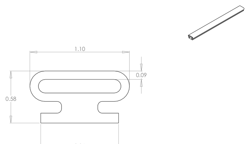 DR-62 inflatable seal profile engineering drawing