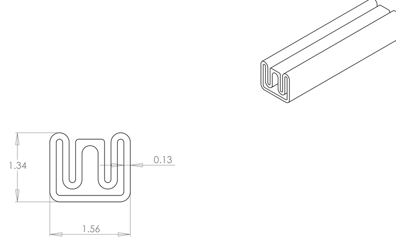 DR-64 inflatable seal profile engineering drawing