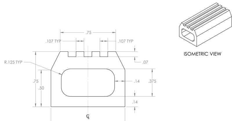 DR-68 inflatable seal profile engineering drawing