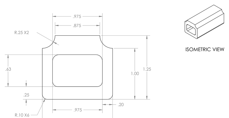 DR-70 inflatable seal profile engineering drawing