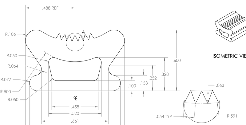 DR-76 inflatable seal profile engineering drawing