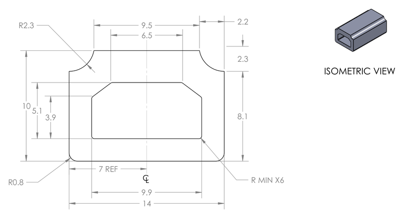 DR-78 inflatable seal profile engineering drawing