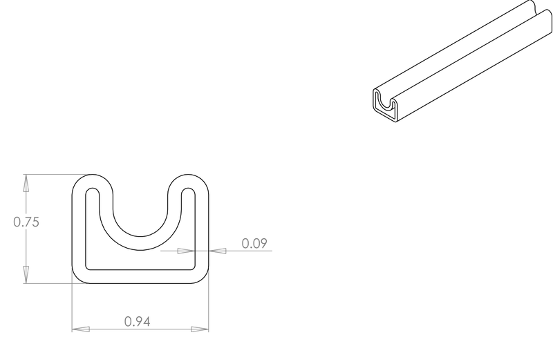 DR-82 inflatable seal profile engineering drawing