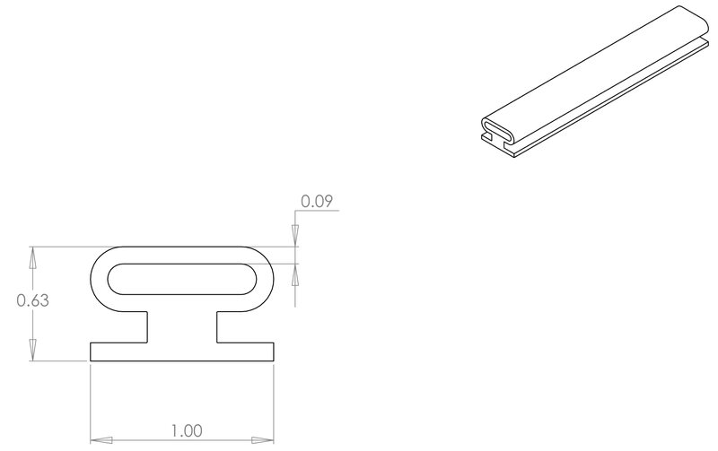 DR-86 inflatable seal profile engineering drawing