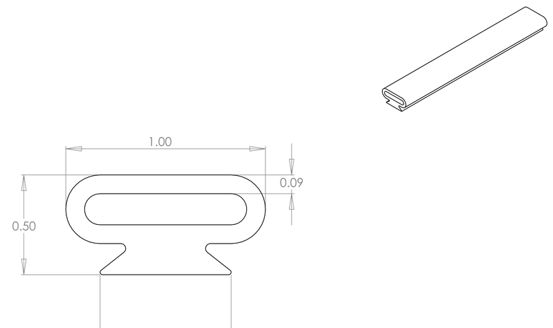 DR-87 inflatable seal profile engineering drawing