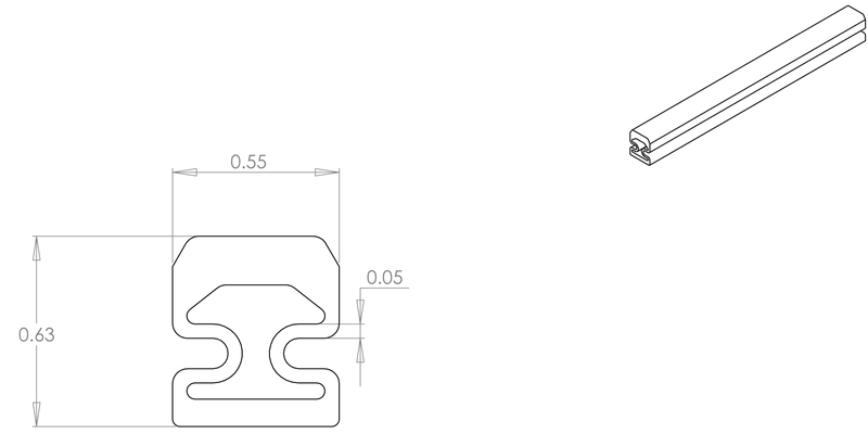 DR-90 inflatable seal profile engineering drawing
