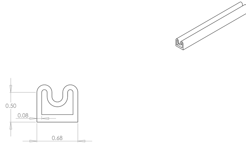 DR-93 inflatable seal profile engineering drawing