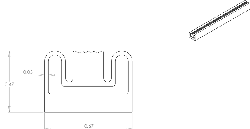 DR-95 inflatable seal profile engineering drawing
