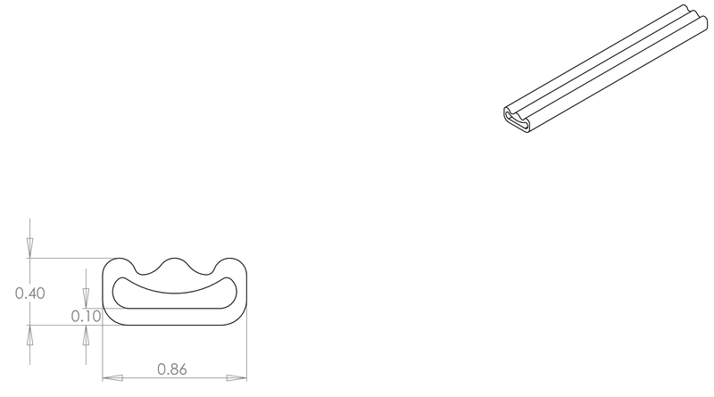 DR-96 inflatable seal profile engineering drawing