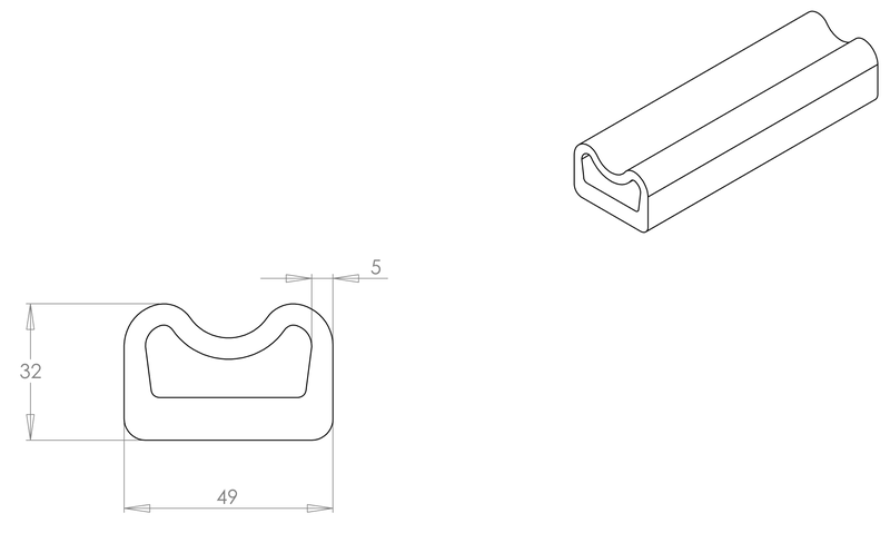 DR-98 inflatable seal profile engineering drawing