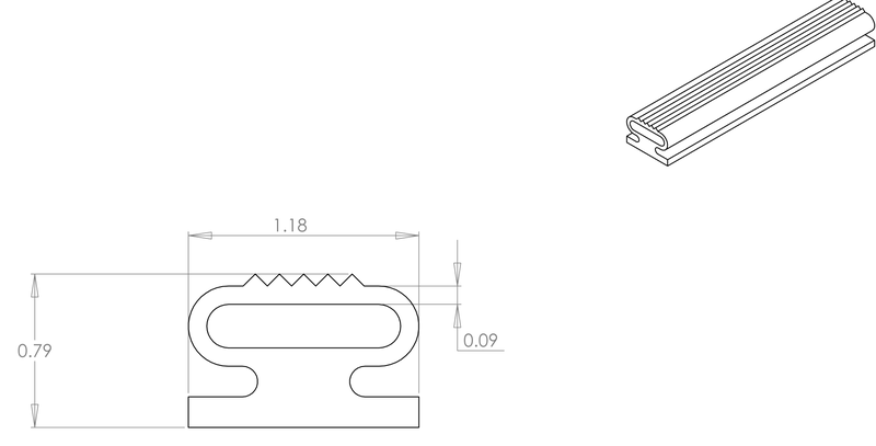 DR-99 inflatable seal profile engineering drawing