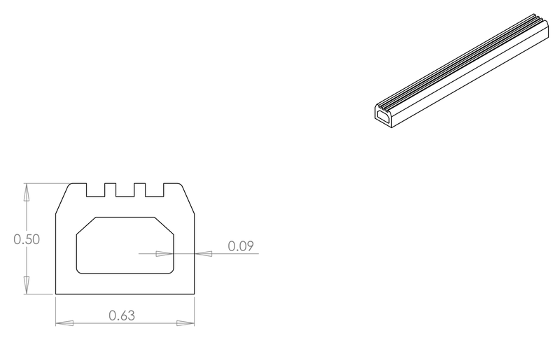DR-9 inflatable seal profile engineering drawing